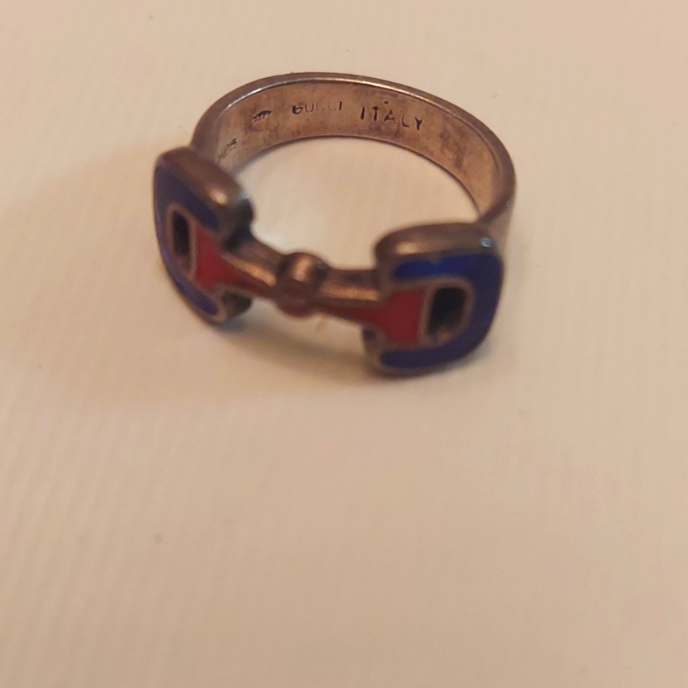 Amazing vintage Gucci horsebit ring, 925 unisex, enamel, rare  70's GVC! - Picture 6 of 10
